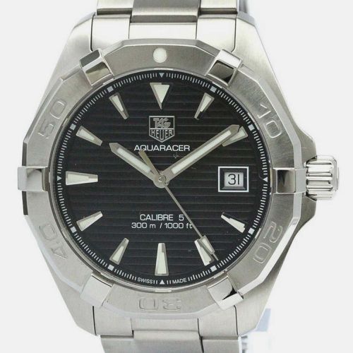 Tag Heuer Black Stainless Steel Aquaracer Automatic Men's Wristwatch 41 mm - Tag Heuer - Modalova