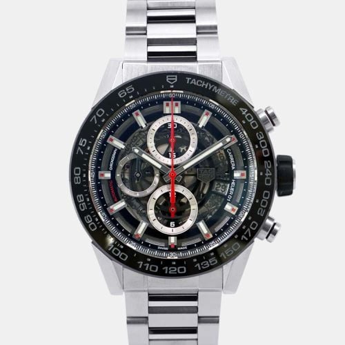 Skeleton Stainless Steel Carrera CAR2A1W Automatic Men's Wristwatch 45 mm - Tag Heuer - Modalova