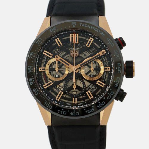 Skeleton 18k Rose Gold Carrera Automatic Men's Wristwatch 45 mm - Tag Heuer - Modalova