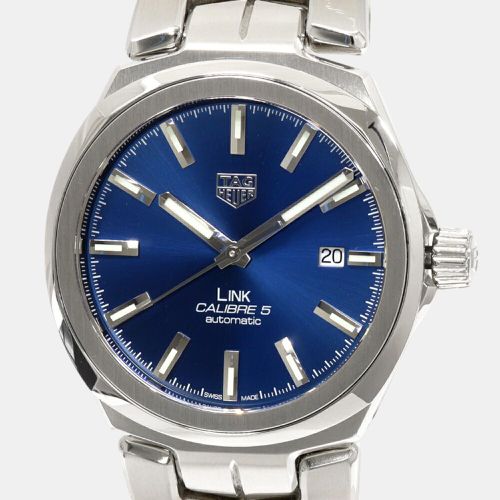 TAG Heuer Blue Stainless Steel Link Calibre 5 WBC2112 Automatic Men's Wristwatch 41 mm - Tag Heuer - Modalova