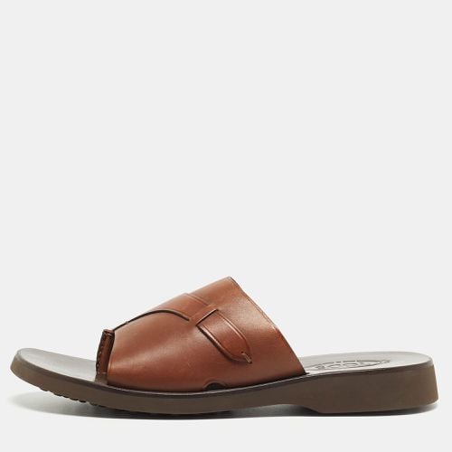 Tod's Brown Leather Slide Sandals Size 45.5 - Tod's - Modalova