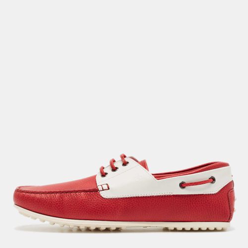 Tod's Red/White Leather Lace Up Loafers Size 42 - Tod's - Modalova