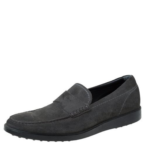 Tod's Grey Suede Penny Loafers Size 41.5 - Tod's - Modalova