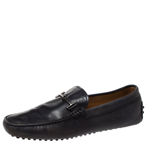 Tod's Navy Blue Leather Double T Bit Loafers Size 45 - Tod's - Modalova