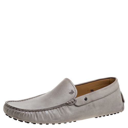 Tod's Grey Leather Slip On Loafers Size 41.5 - Tod's - Modalova