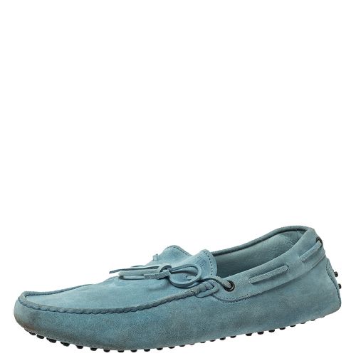 Tod's Light Blue Suede Bow Slip On Loafers Size 44.5 - Tod's - Modalova