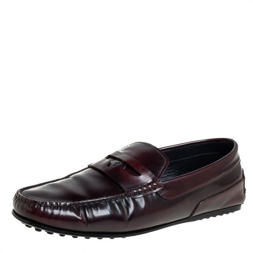 Tods Burgundy Leather Slip On Loafers Size 41 - Tod's - Modalova