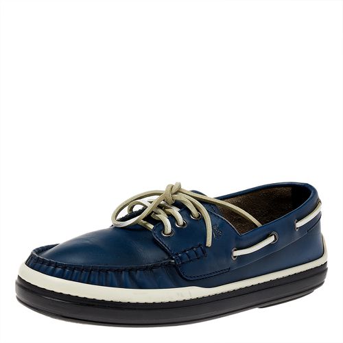 Tod's Blue Leather Lace Up Boat Shoes Size 39.5 - Tod's - Modalova