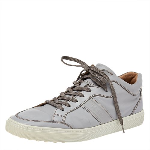 Tods Grey Leather Low Top Sneakers Size 42 - Tod's - Modalova