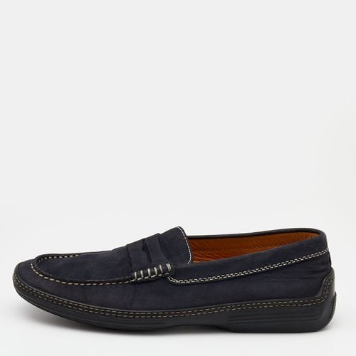 Tod's Navy Blue Nubuck Leather Penny Slip On Loafers Size 40 - Tod's - Modalova