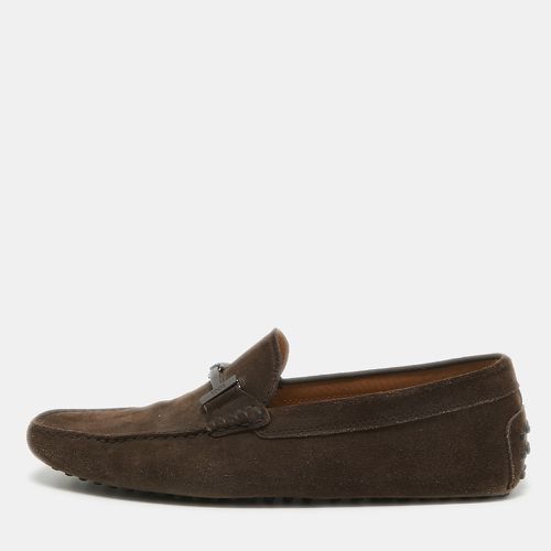 Tod's Brown Suede Double T Loafers Size 44.5 - Tod's - Modalova