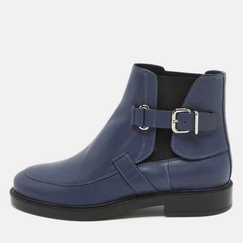 Tod's Blue Leather Buckle Detail Ankle Length Boots Size 39.5 - Tod's - Modalova