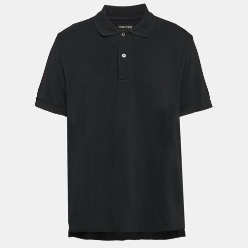 Tom Ford Black Pique Cotton Polo T-Shirt 4XL - Tom Ford - Modalova