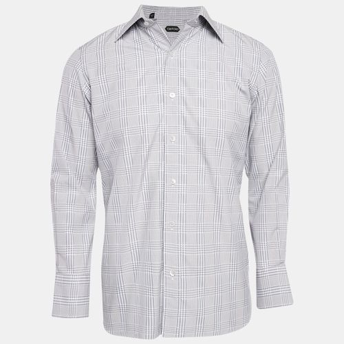 Tom Ford Grey Checks Cotton Long Sleeve Shirt M - Tom Ford - Modalova