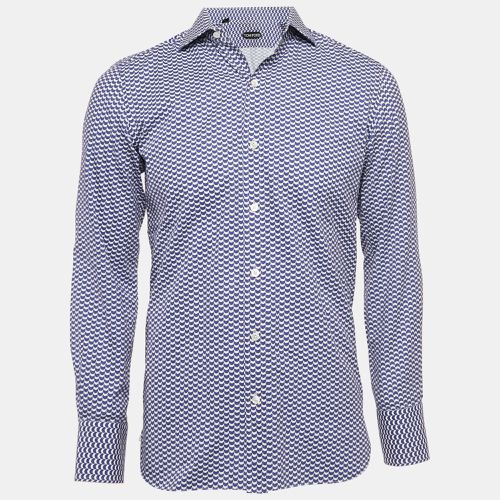 Tom Ford Blue Printed Cotton Long Sleeve Shirt M - Tom Ford - Modalova