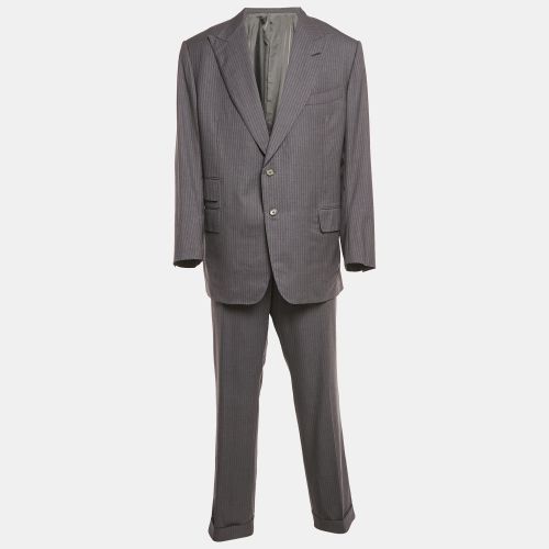 Tom Ford Grey Striped Wool Single Breasted Pants Suit Set 4XL/5XL - Tom Ford - Modalova