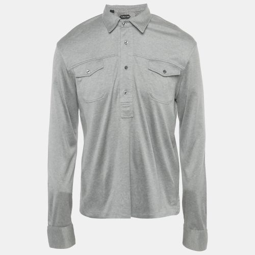 Tom Ford Grey Cotton Long Sleeve Polo T-Shirt M - Tom Ford - Modalova