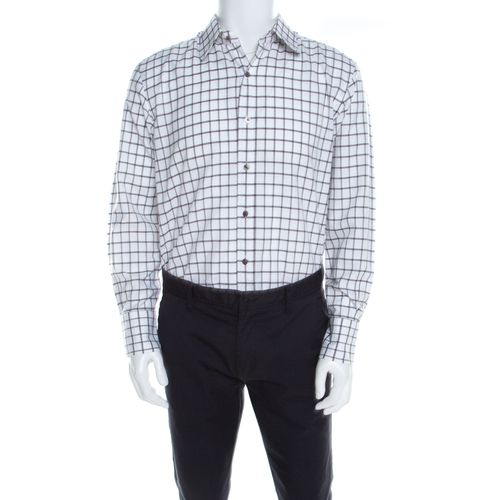 Tom Ford Brown and White Checked Cotton Long Sleeve Button Front Shirt XL - Tom Ford - Modalova