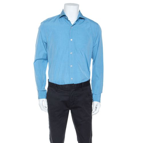 Tom Ford Blue Pinpoint Cotton Classic Fit Shirt XL - Tom Ford - Modalova