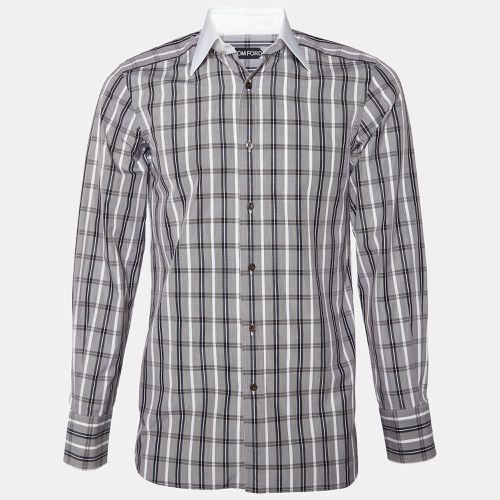 Checkered Cotton Contrast Collar Shirt S - Tom Ford - Modalova