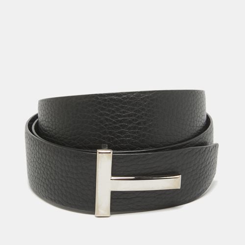 Tom Ford Black/Navy Blue Leather T Icon Reversible Belt 110 CM - Tom Ford - Modalova