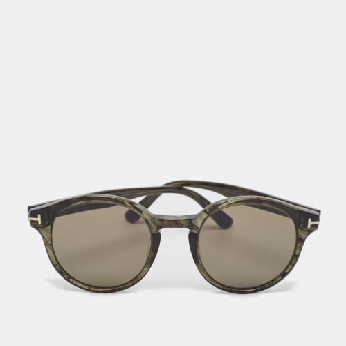 Tom Ford Green striped/Green TF400 Lucho Round Sunglasses - Tom Ford - Modalova