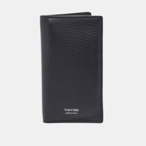 Tom Ford Navy Blue Leather Bifold Card Case - Tom Ford - Modalova