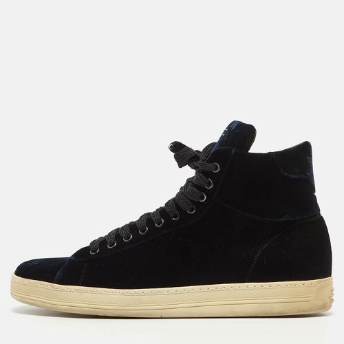 Tom Ford Navy Blue Velvet High Top Sneakers Size 42 - Tom Ford - Modalova