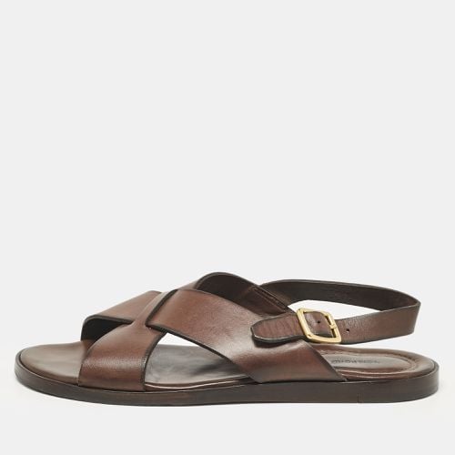 Tom Ford Dark Brown Leather Flat Sandals Size 43 - Tom Ford - Modalova