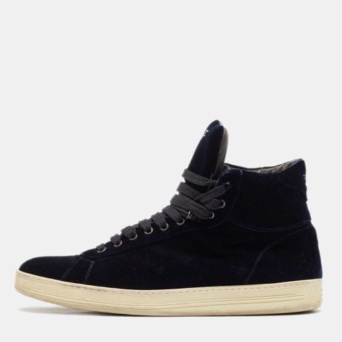 Tom Ford Navy Blue Velvet Russell High Top Sneakers Size 45 - Tom Ford - Modalova