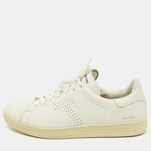 Tom Ford White Leather Perforated Logo Low Top Sneakers Size 44.5 - Tom Ford - Modalova