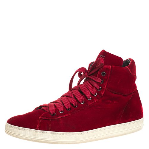 Tom Ford Red Velvet Russell High Top Sneakers Size 46 - Tom Ford - Modalova