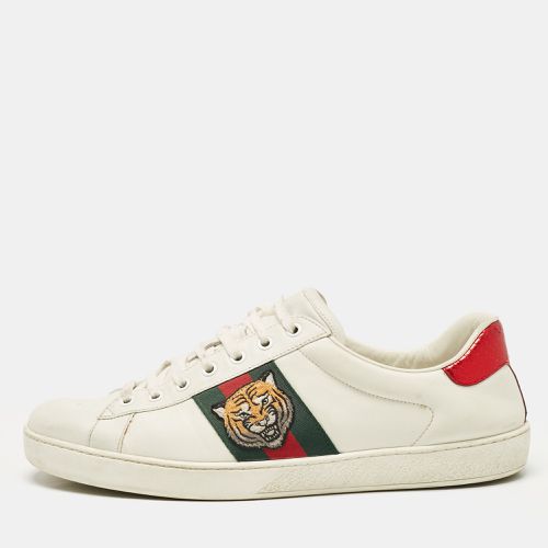 Gucci White Leather Ace Embroidered Tiger Low Top Sneakers Size 44 - Gucci - Modalova