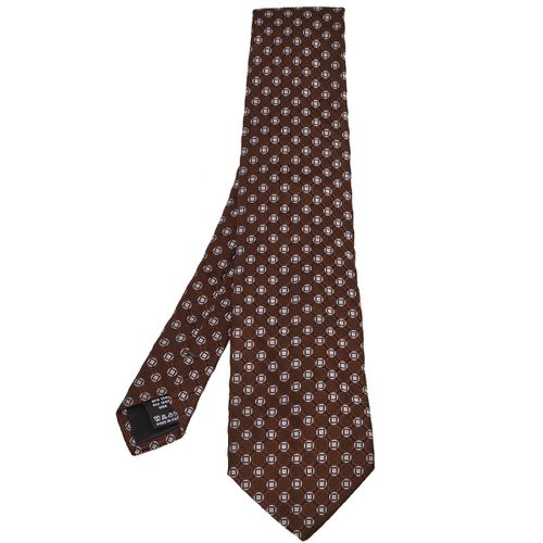 Valentino Brown Geometric Motif Jacquard Silk Tie - Valentino - Modalova