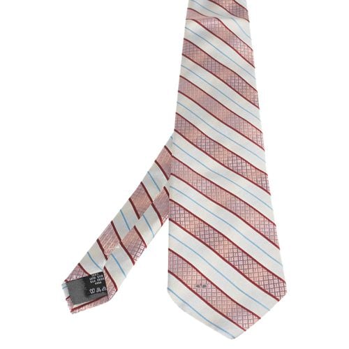 Valentino White & Pink Diagonal Textured Stripe Silk Tie - Valentino - Modalova