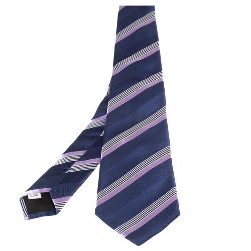 Valentino Blue Diagonal Striped Classic Silk Tie - Valentino - Modalova