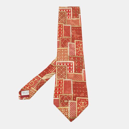 Cravatte Patchwork Print Silk Traditional Tie - Valentino - Modalova