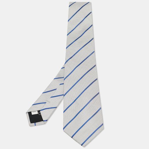 Valentino White/Blue Striped Silk Tie - Valentino - Modalova