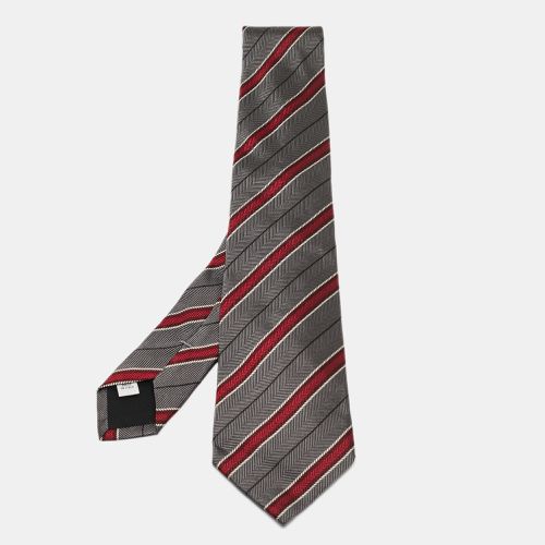 Contrast Diagonal Striped Silk Tie - Valentino - Modalova