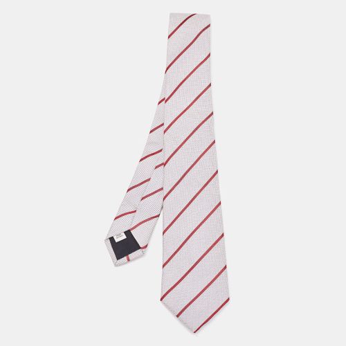 Valentino White/Red Diagonal Striped Silk Tie - Valentino - Modalova