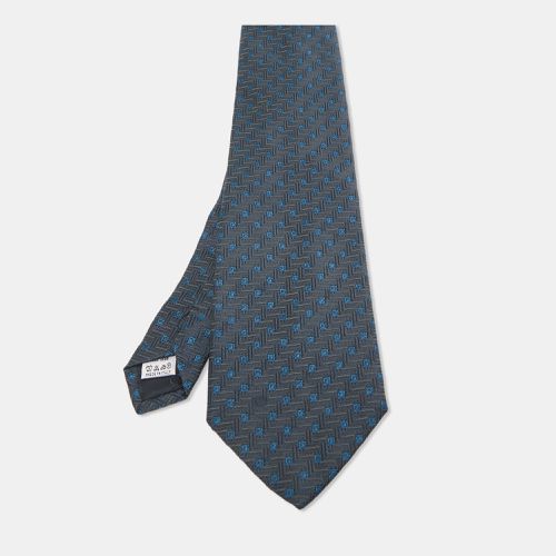 Valentino Cravatte Blue Patterned Silk Traditional Tie - Valentino - Modalova