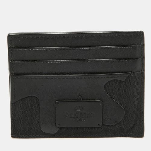 Valentino Black Camouflage Leather and Canvas Card Holder - Valentino - Modalova