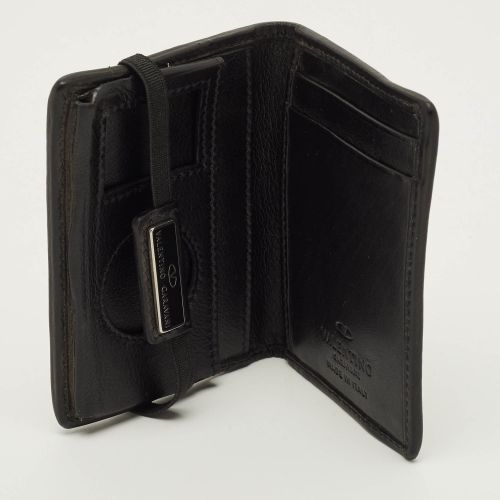 Logo Elastic Strap Perforated Leather Bifold Wallet - Valentino - Modalova