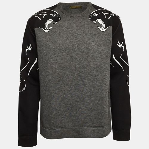 Valentino Grey Panther Print Neoprene Sweatshirt M - Valentino - Modalova