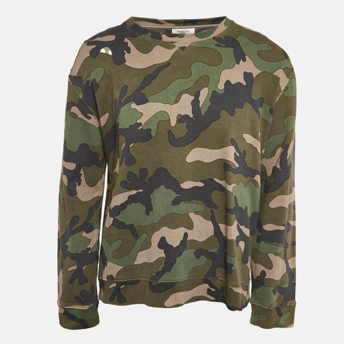 Valentino Green Camouflage Print Cotton Knit Sweatshirt L - Valentino - Modalova