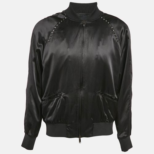 Valentino Black Rockstud Satin Bomber Jacket L - Valentino - Modalova