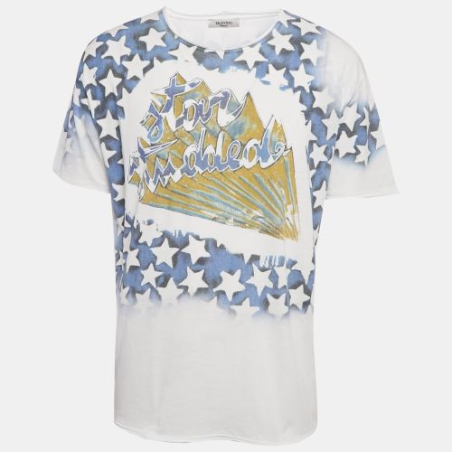 Valentino White Starts Print Jersey Raw Edge T-Shirt L - Valentino - Modalova