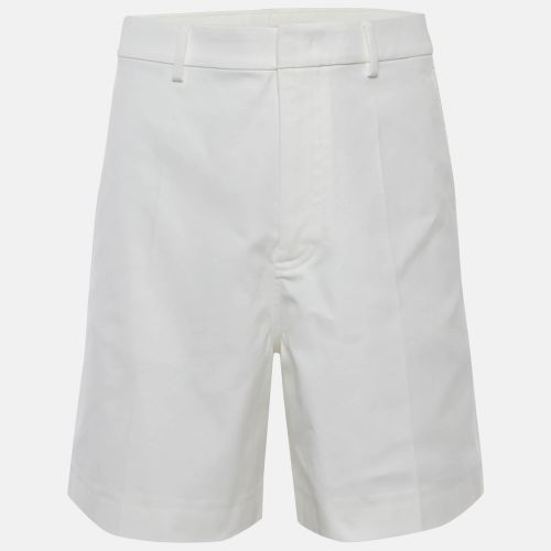 Valentino White Stretch Cotton Canvas V Detail Bermuda Shorts M - Valentino - Modalova