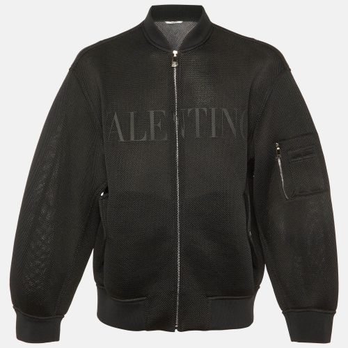 Valentino Black Logo Mesh Zip-Up Jacket M - Valentino - Modalova