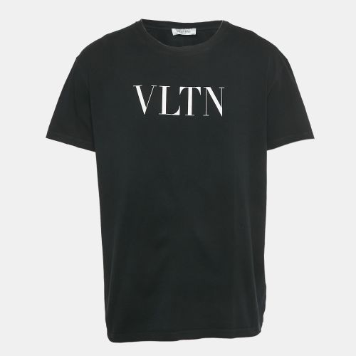 Valentino Black Logo Print Cotton T-Shirt XL - Valentino - Modalova